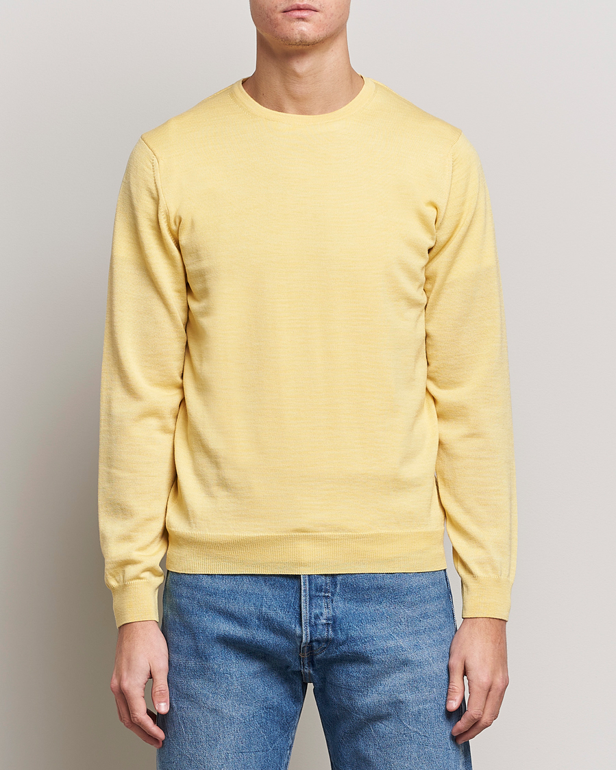 Herr | Tröjor | Stenströms | Merino Crew Neck Yellow