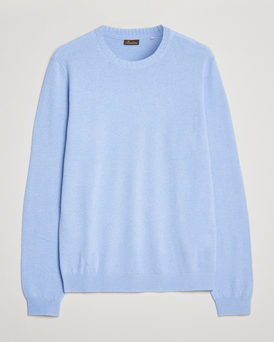 Herr | Tröjor | Stenströms | Cashmere Crew Neck Light Blue