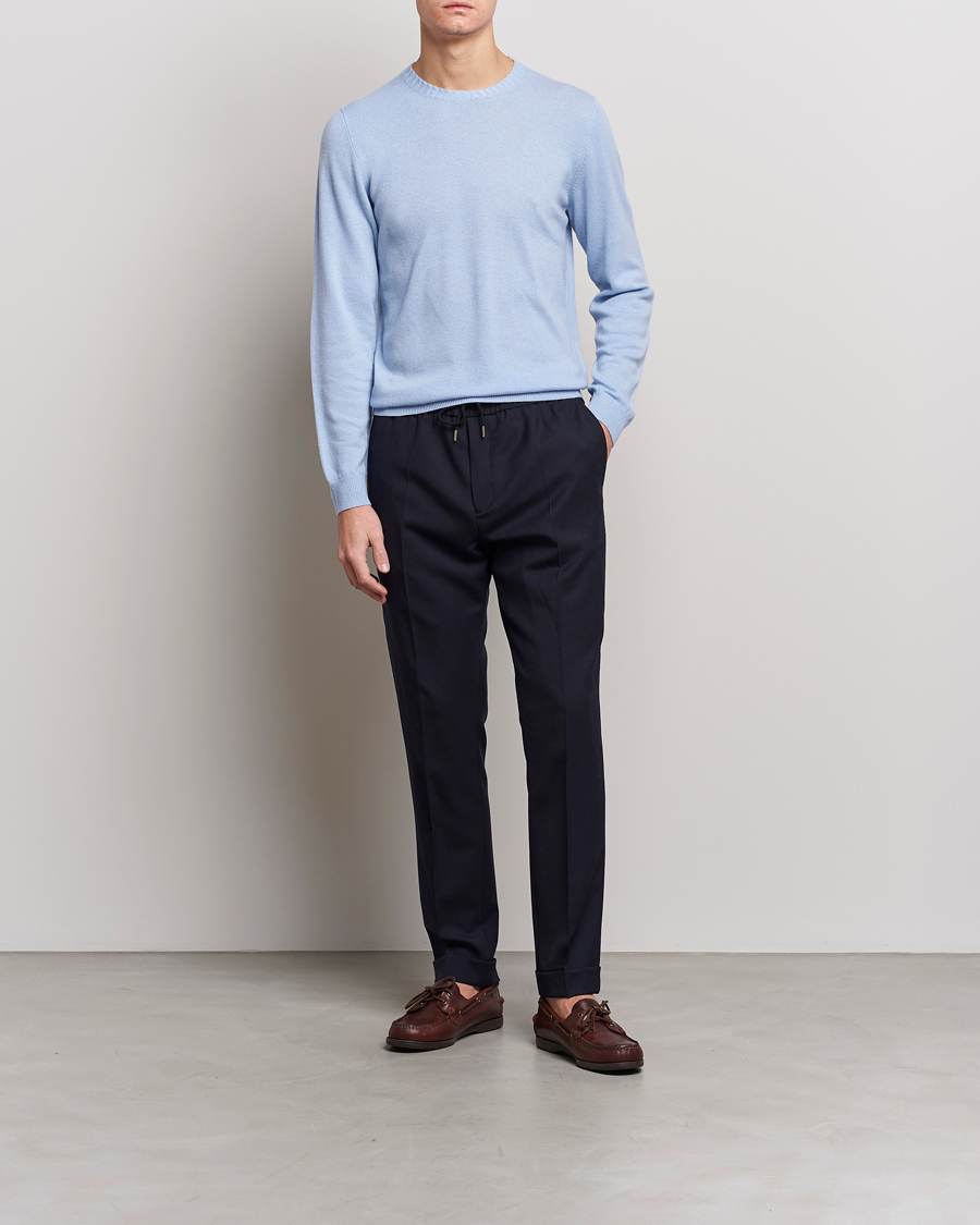 Herr | Tröjor | Stenströms | Cashmere Crew Neck Light Blue