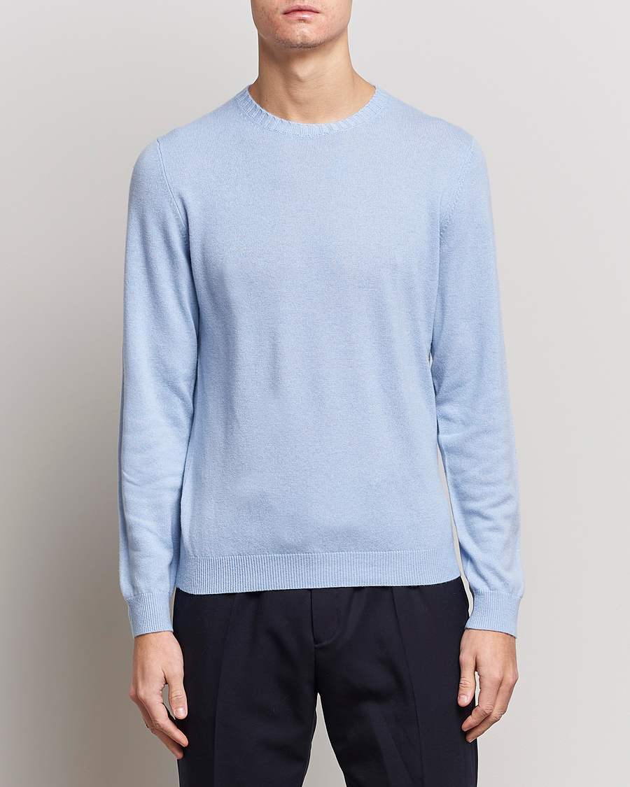 Herr | Tröjor | Stenströms | Cashmere Crew Neck Light Blue