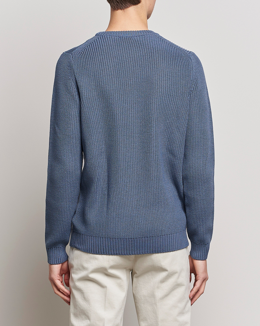 Herr | Tröjor | Stenströms | Merino Heavy Knitted Crew Neck Petrol Blue