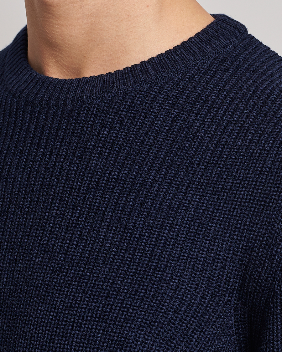 Herr | Tröjor | Stenströms | Merino Heavy Knitted Crew Neck Navy