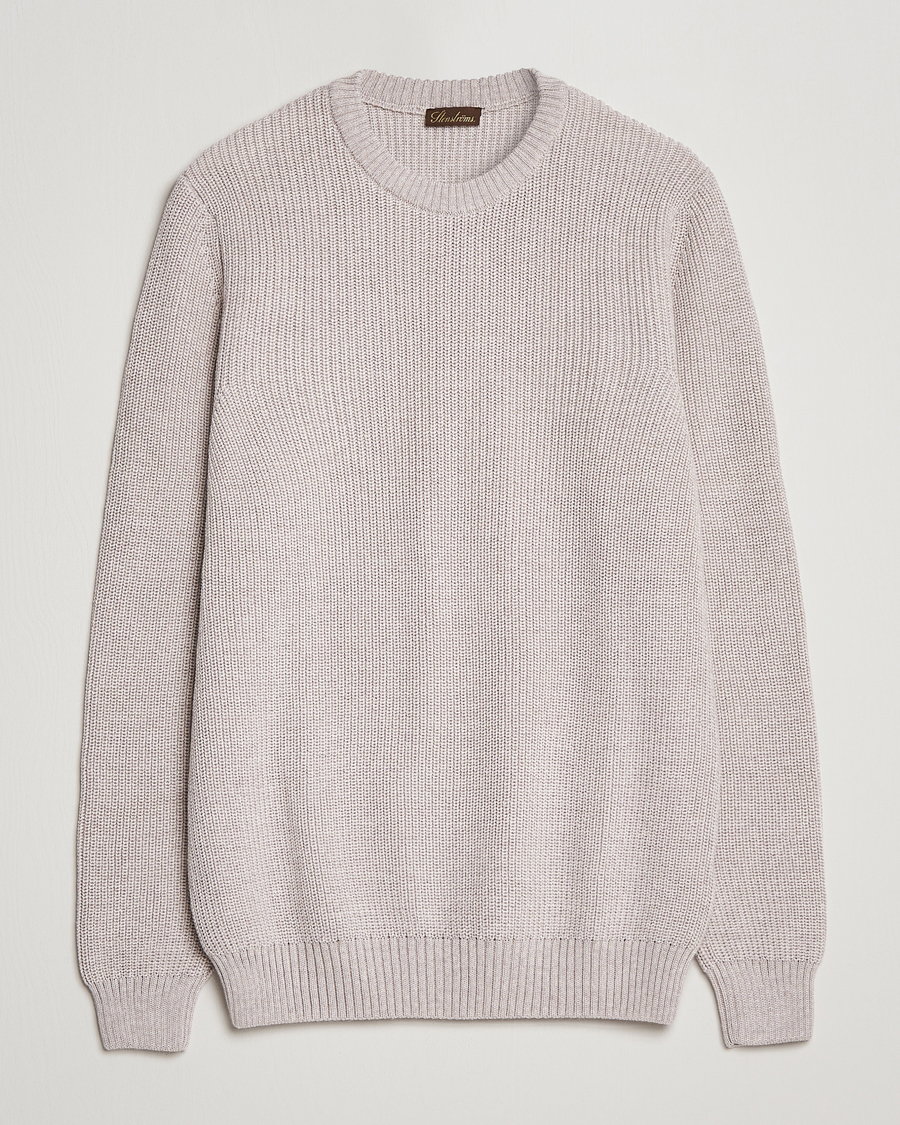 Herr | Tröjor | Stenströms | Merino Heavy Knitted Crew Neck Beige