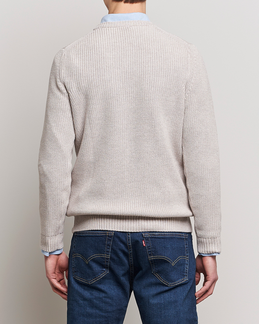 Herr | Tröjor | Stenströms | Merino Heavy Knitted Crew Neck Beige