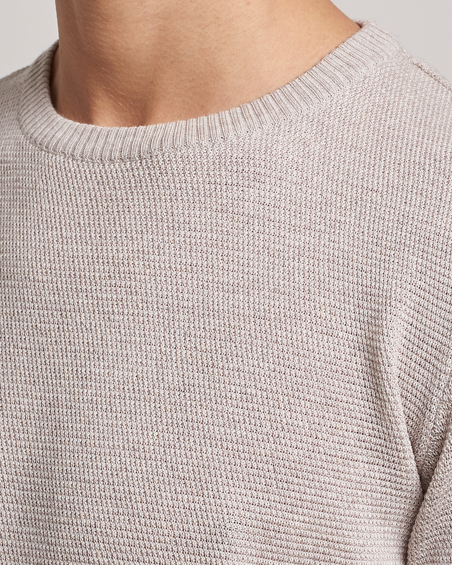 Herr | Tröjor | Stenströms | Textured Merino Crew Neck Beige