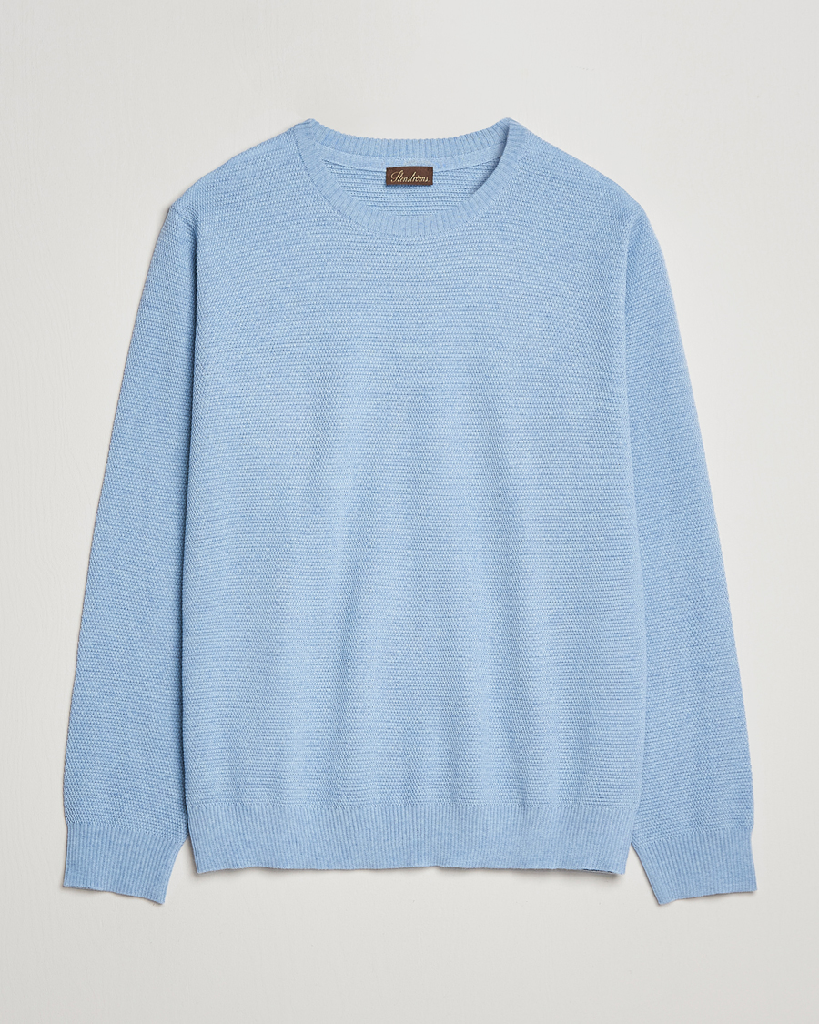 Herr | Tröjor | Stenströms | Textured Merino Crew Neck Light Blue