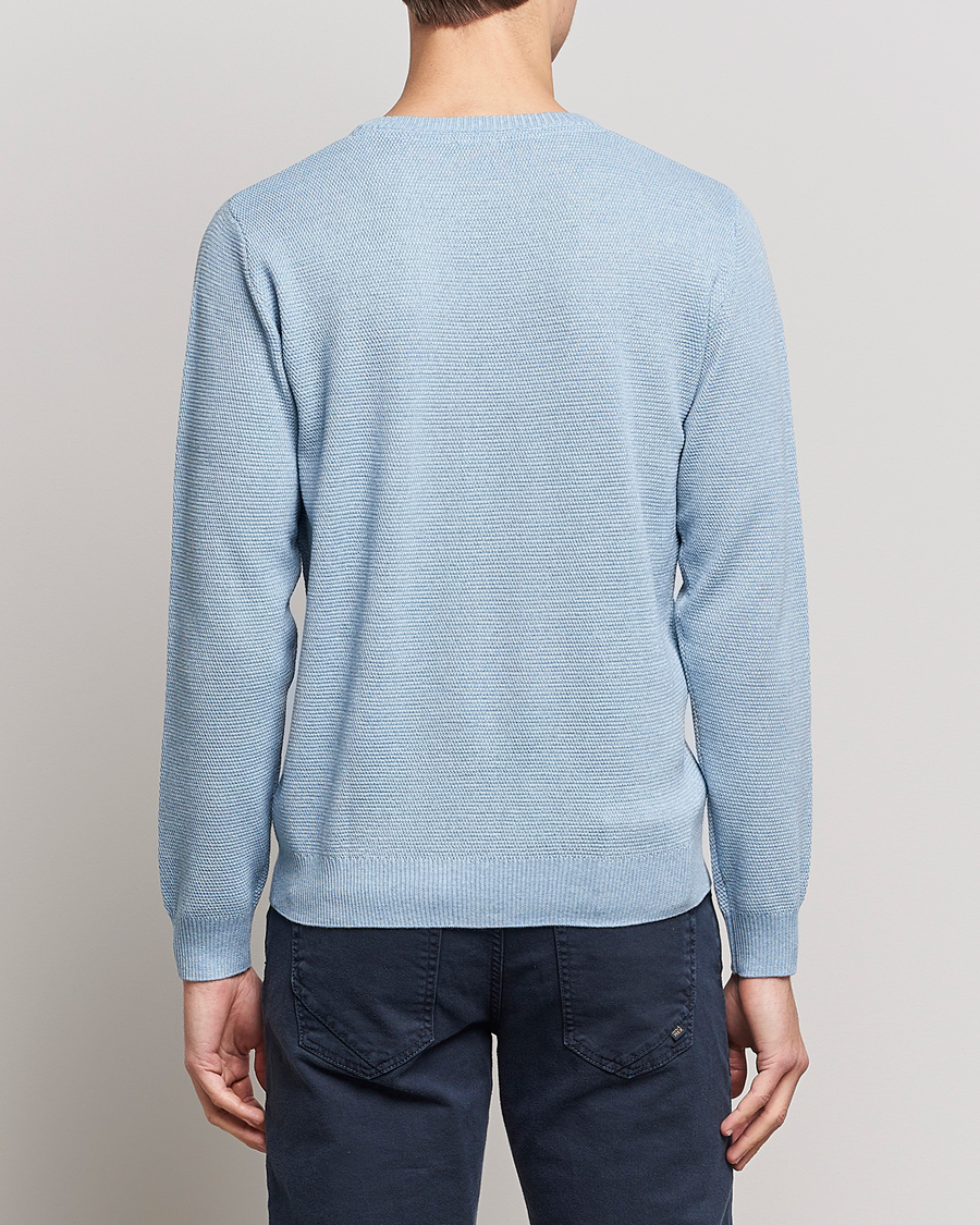 Herr | Tröjor | Stenströms | Textured Merino Crew Neck Light Blue
