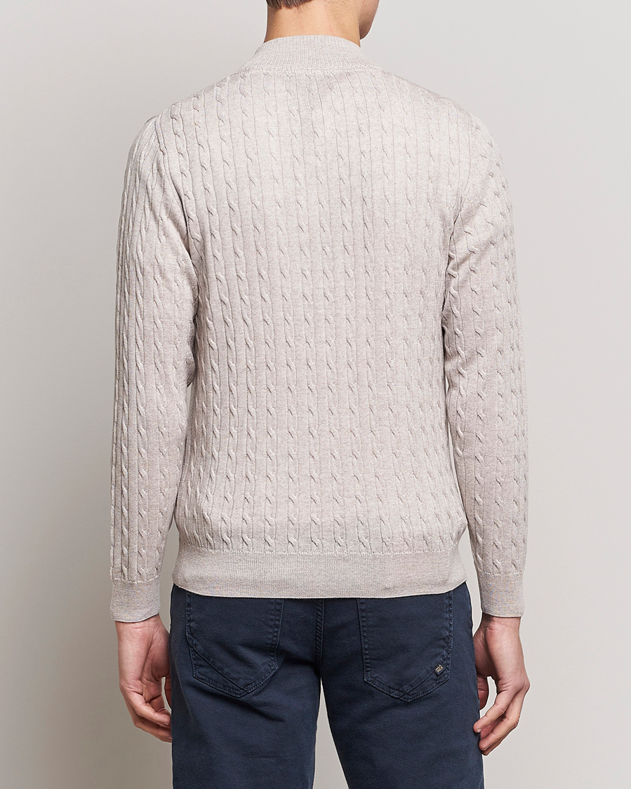 Herr | Tröjor | Stenströms | Merino Cable Half Zip Beige