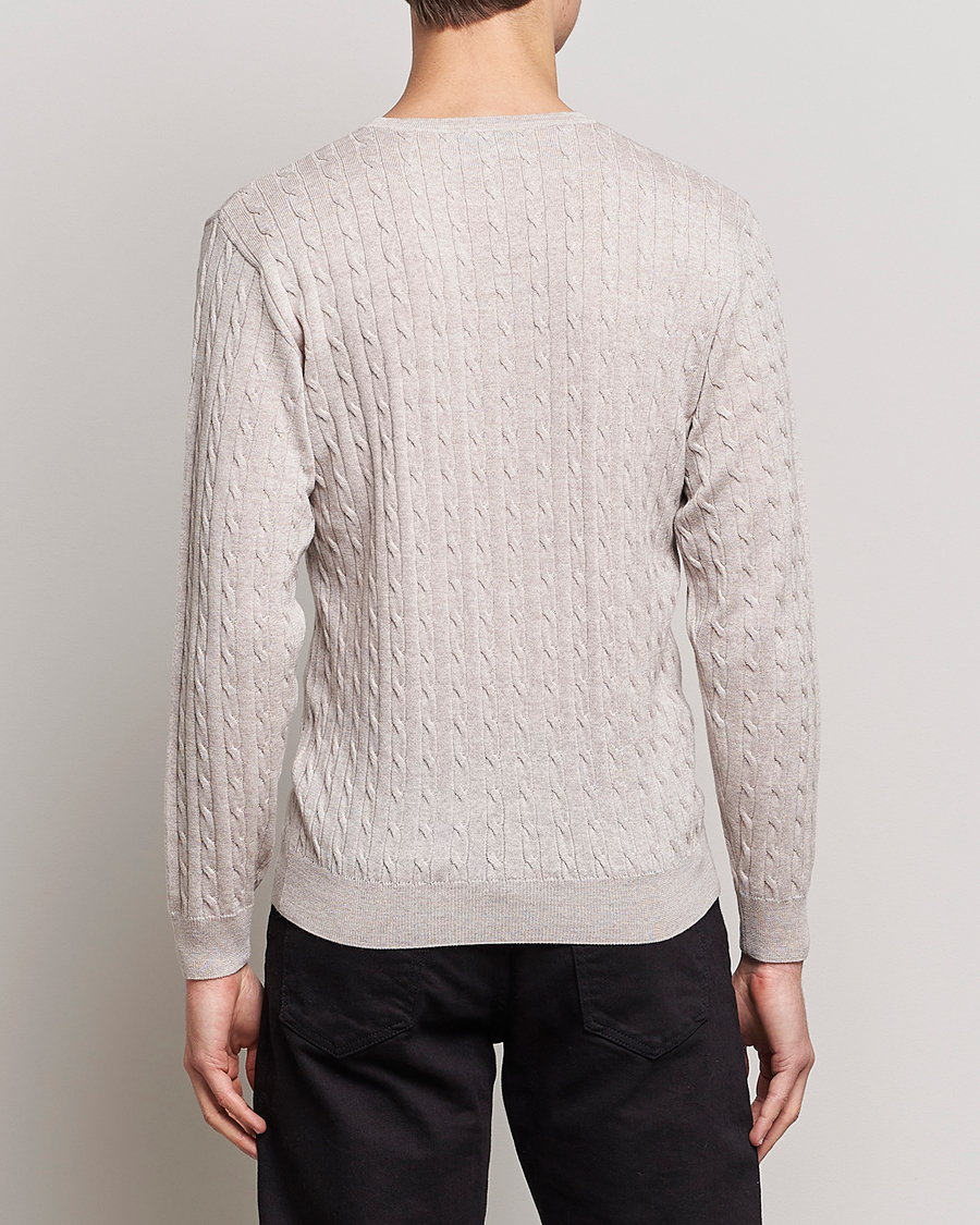 Herr | Tröjor | Stenströms | Merino Cable Crew Neck Beige