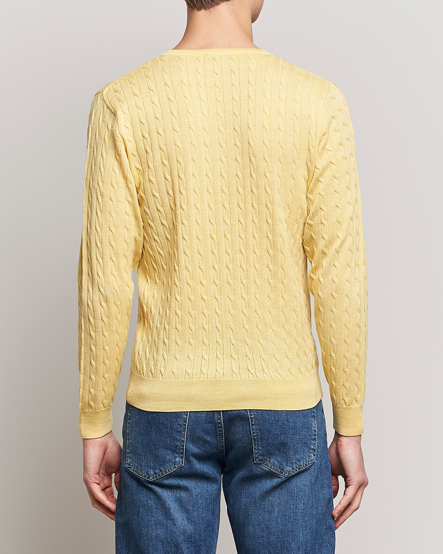 Herr | Tröjor | Stenströms | Merino Cable Crew Neck Yellow