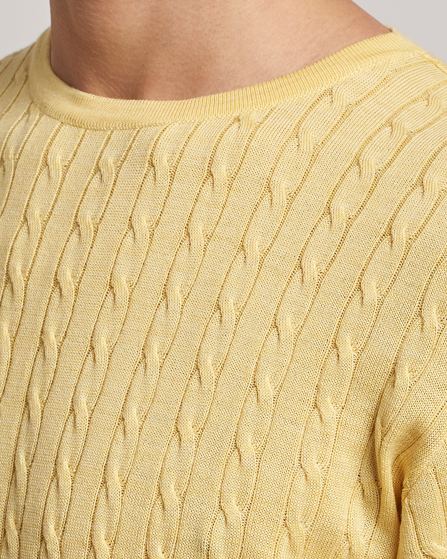 Herr | Tröjor | Stenströms | Merino Cable Crew Neck Yellow
