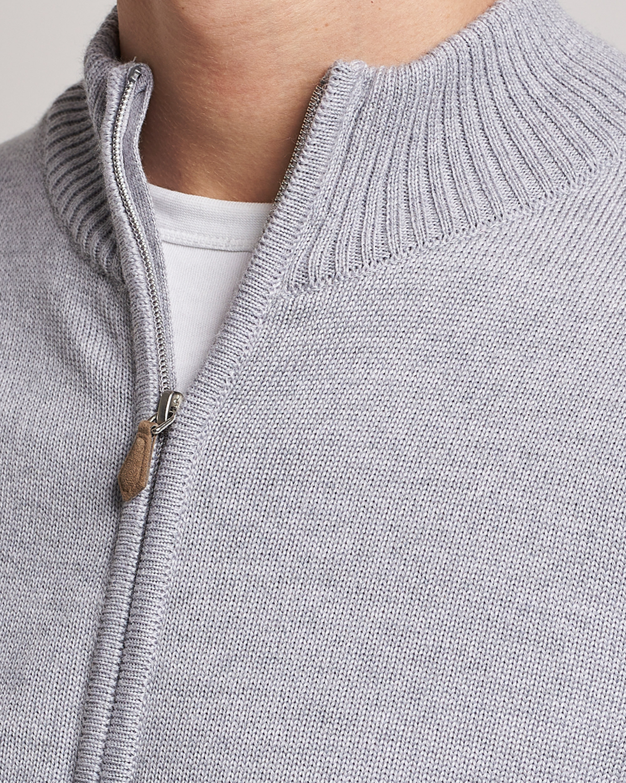 Herr | Tröjor | Stenströms | Chunky Merino Full Zip Light Grey