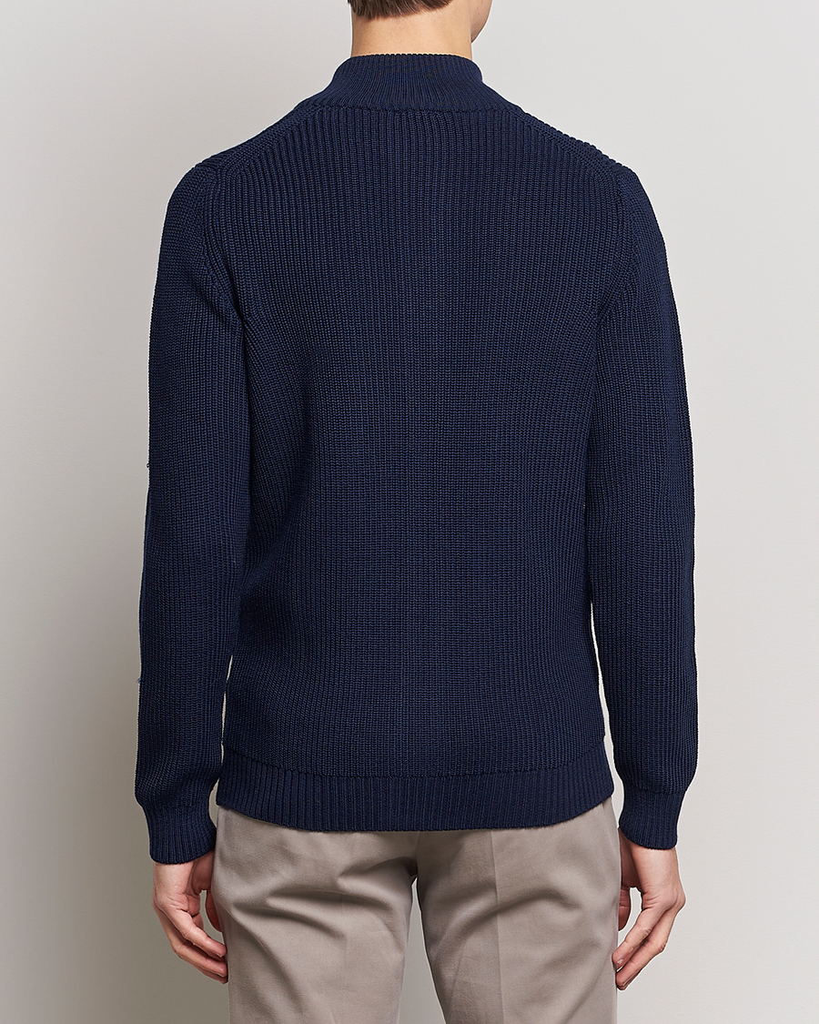 Herr | Tröjor | Stenströms | Half Card Heavy Merino Cardigan Navy