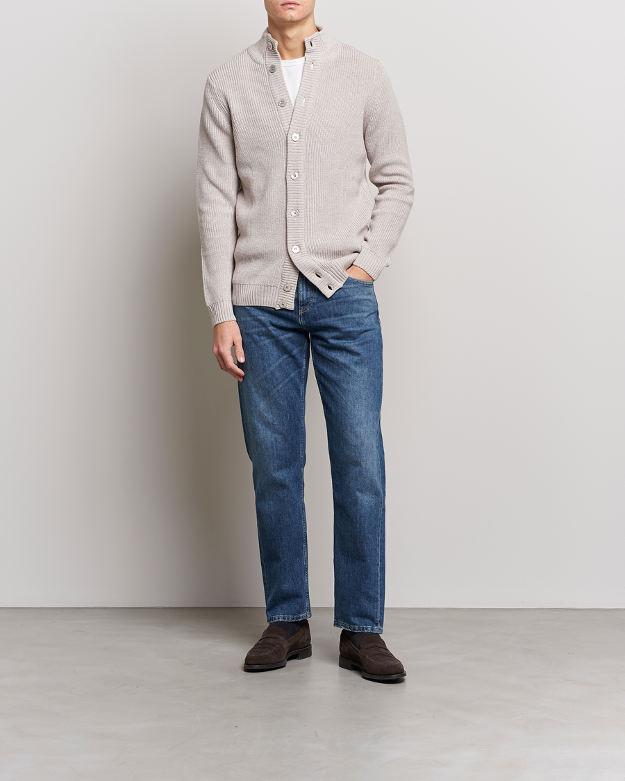 Herr | Tröjor | Stenströms | Heavy Merino Cardigan Beige
