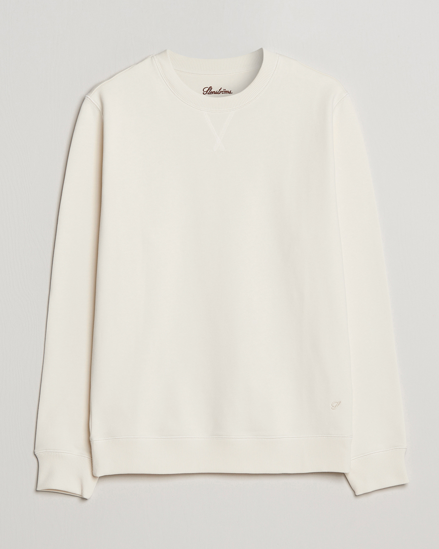 Herr | Tröjor | Stenströms | Cotton Collage Crew Neck White