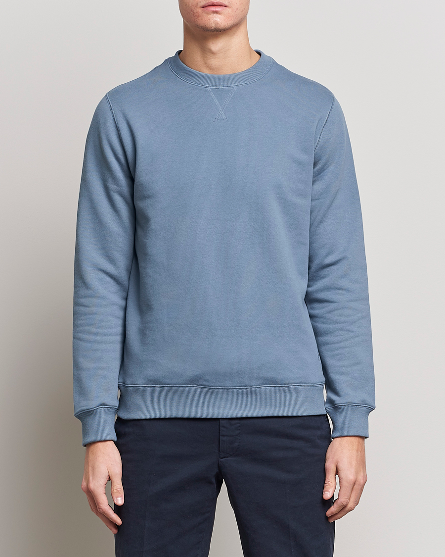Herr | Sweatshirts | Stenströms | Cotton Collage Crew Neck Petrol Blue