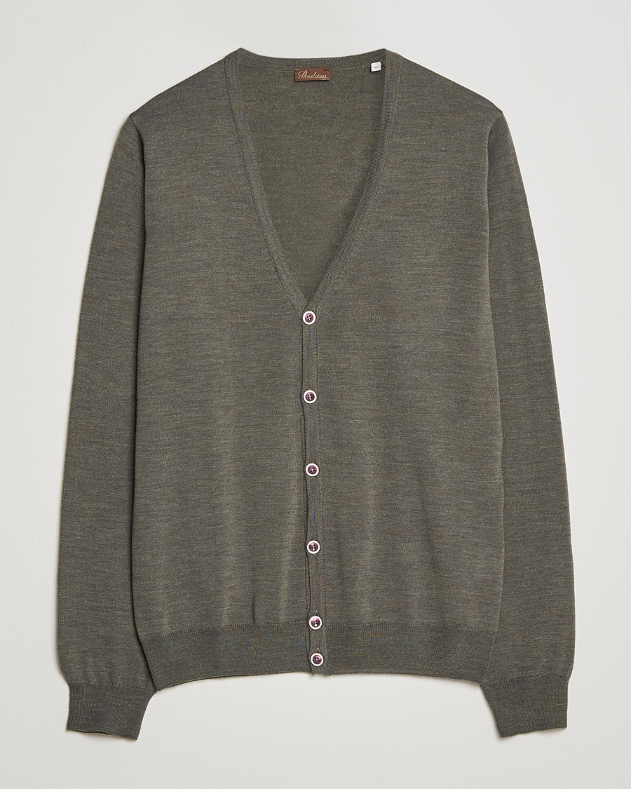 Herr | Tröjor | Stenströms | Merino Zegna Knitted Cardigan Dark Green