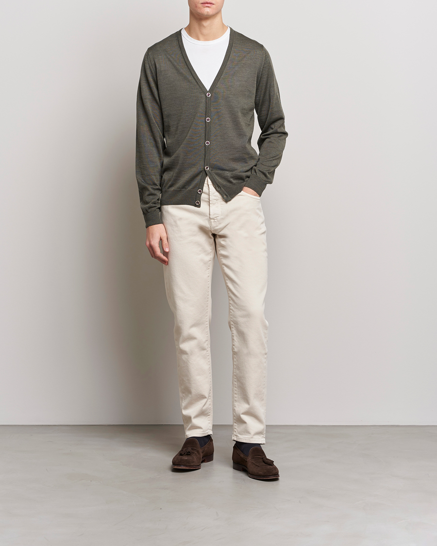 Herr | Tröjor | Stenströms | Merino Zegna Knitted Cardigan Dark Green