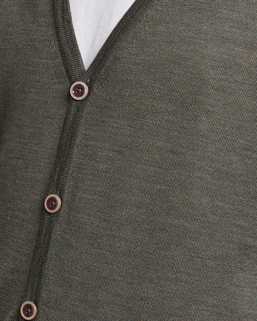 Herr | Tröjor | Stenströms | Merino Zegna Knitted Cardigan Dark Green