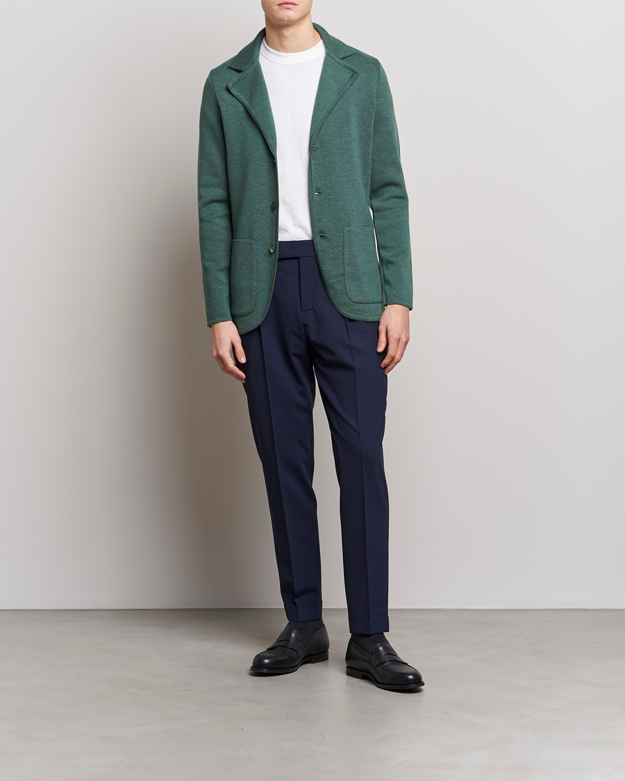 Herr | Kavajer | Stenströms | Knitted Merino Blazer Green