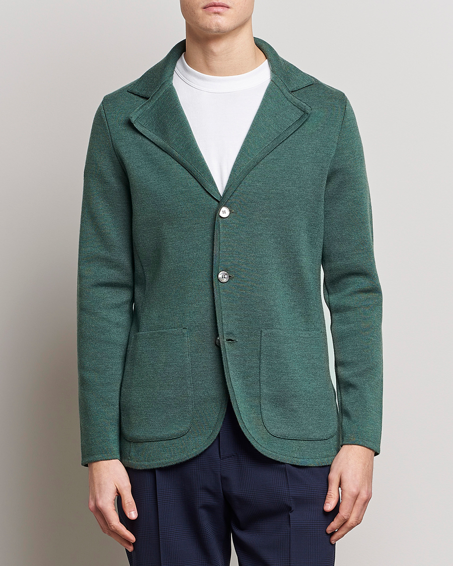Herr | Kavajer | Stenströms | Knitted Merino Blazer Green