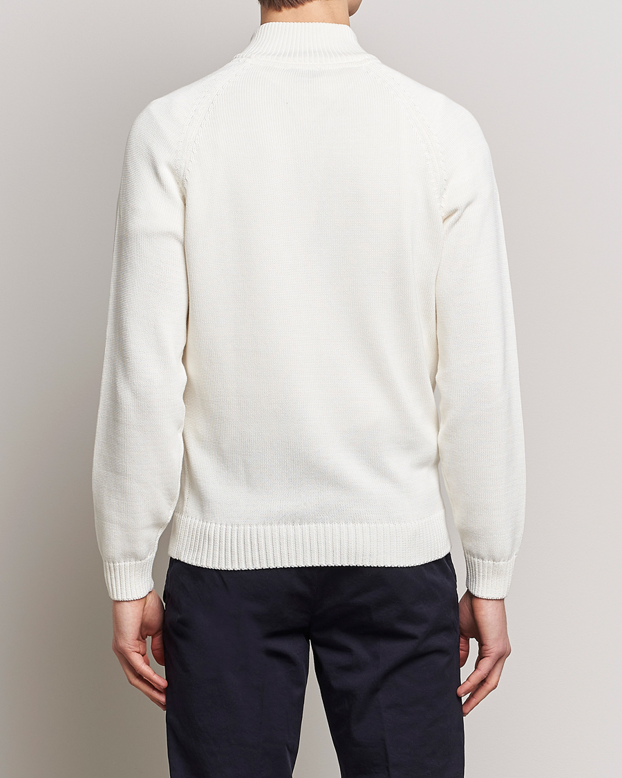 Herr | Tröjor | Stenströms | Knitted Cotton Half Zip White