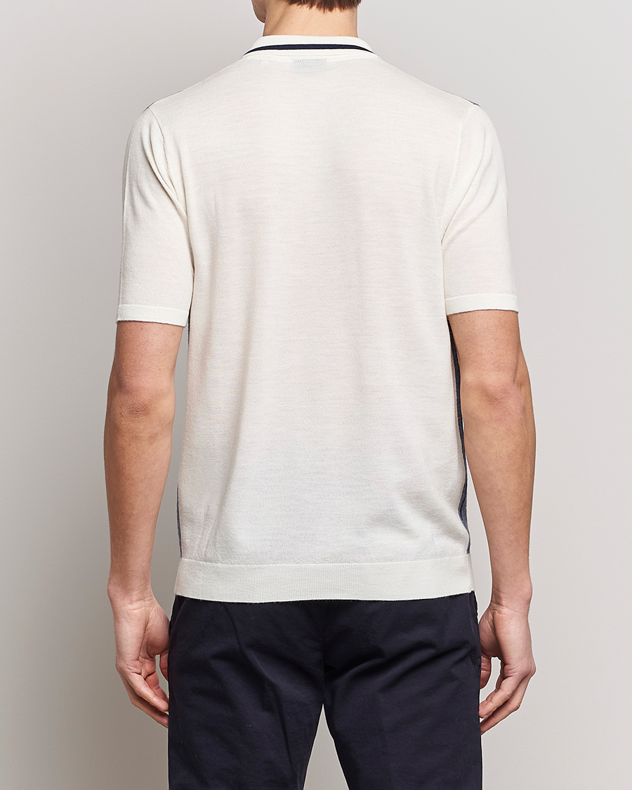 Herr | Skjortor | Stenströms | Ripley Merino Striped Polo Shirt Blue