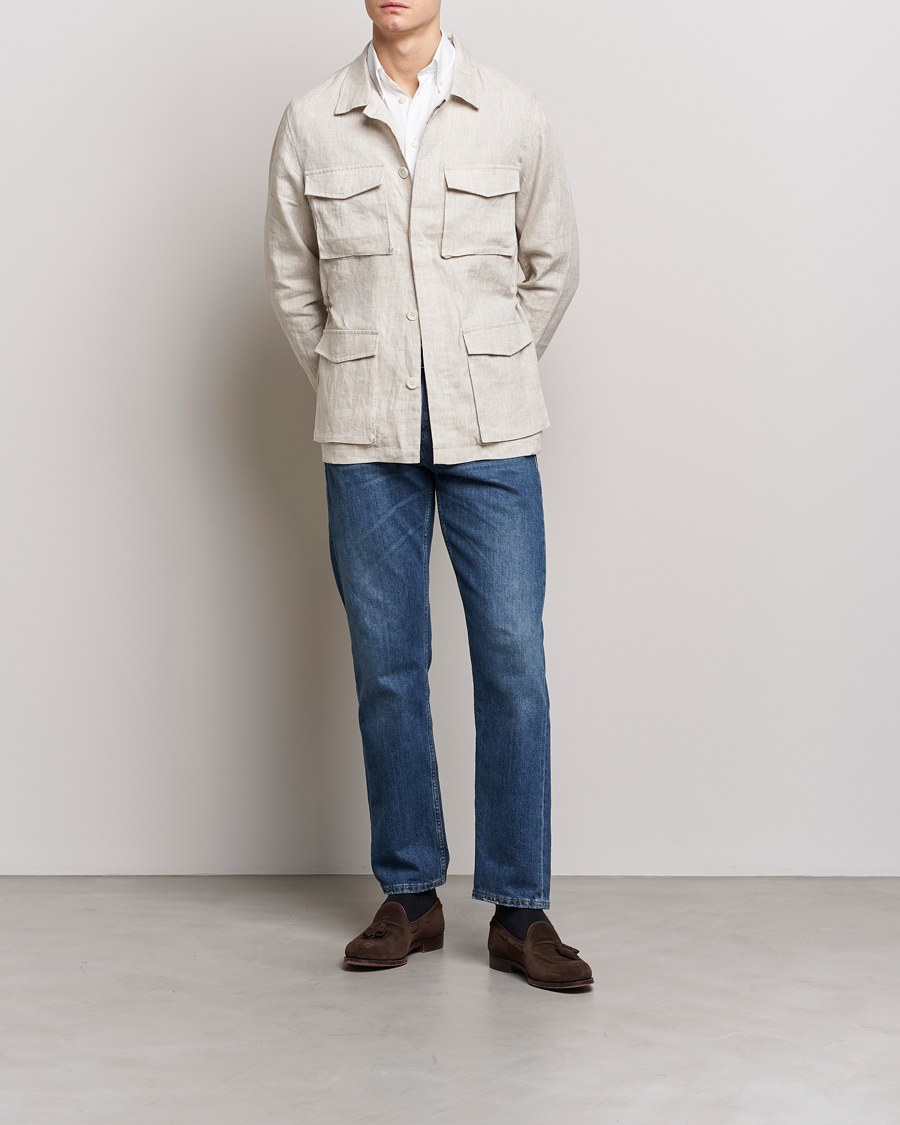 Herr | Jackor | Stenströms | Linen Field Jacket Beige