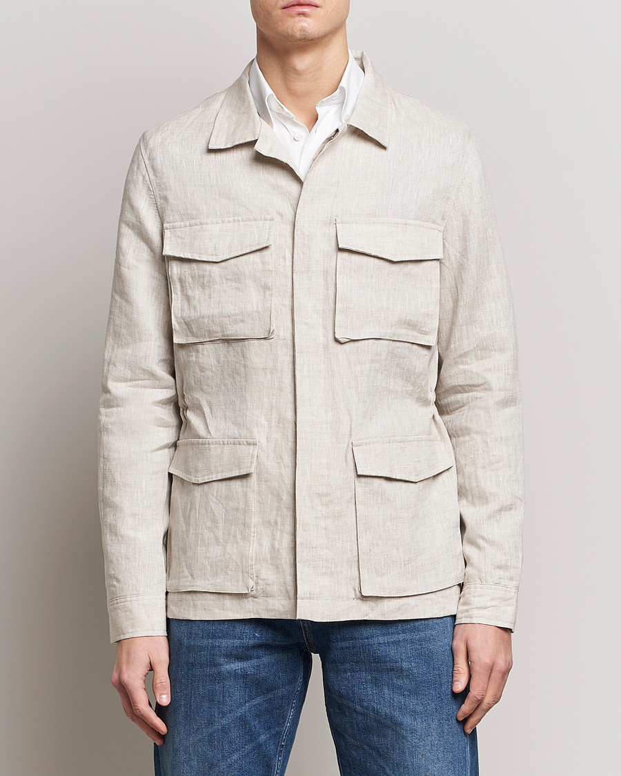 Herr | Jackor | Stenströms | Linen Field Jacket Beige