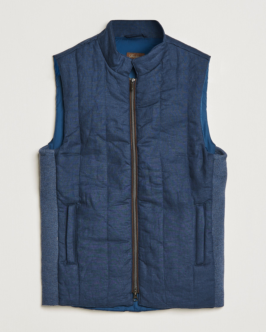 Herr | Västar | Stenströms | Hybrid Linen/Merino Vest Blue