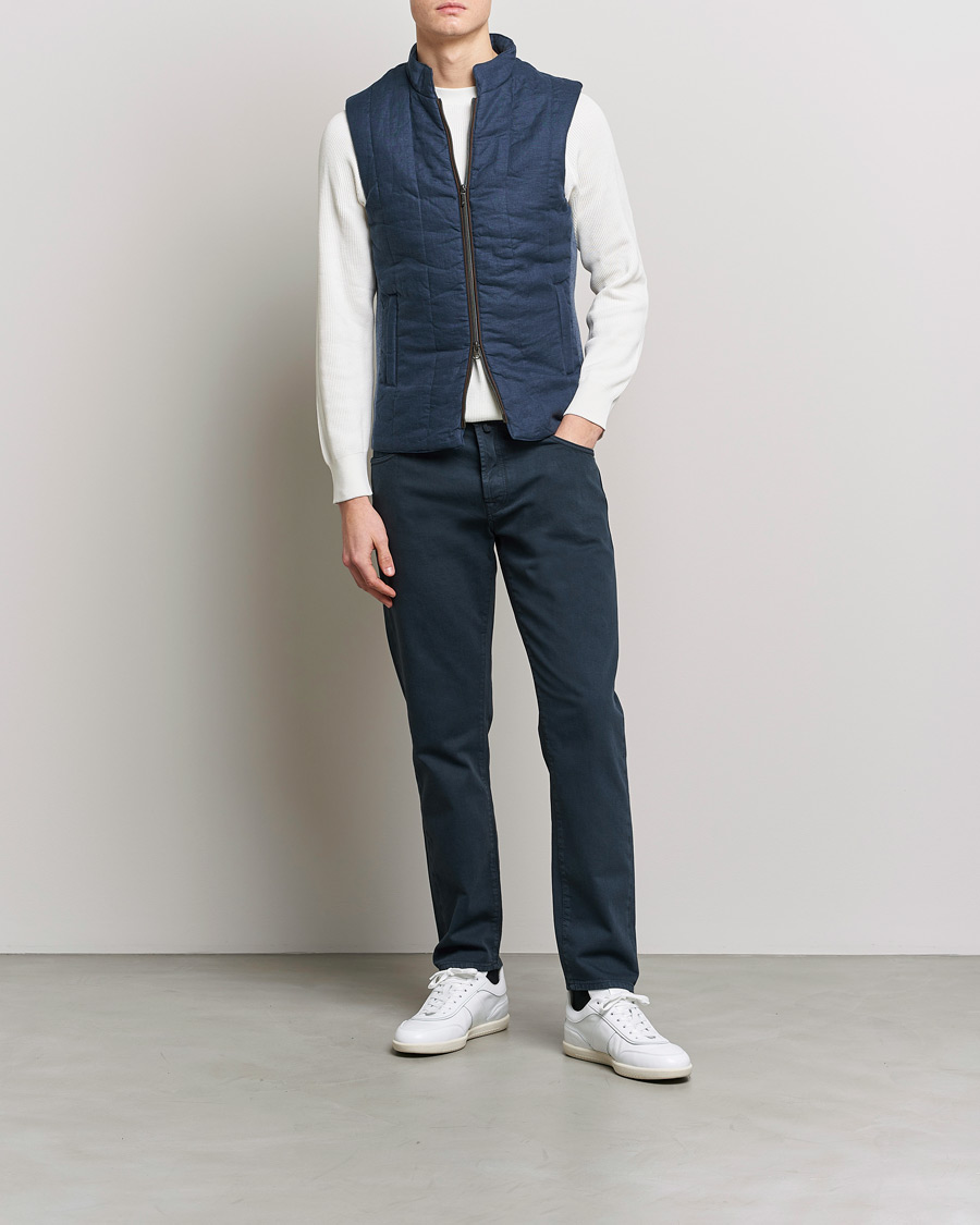 Herr | Västar | Stenströms | Hybrid Linen/Merino Vest Blue