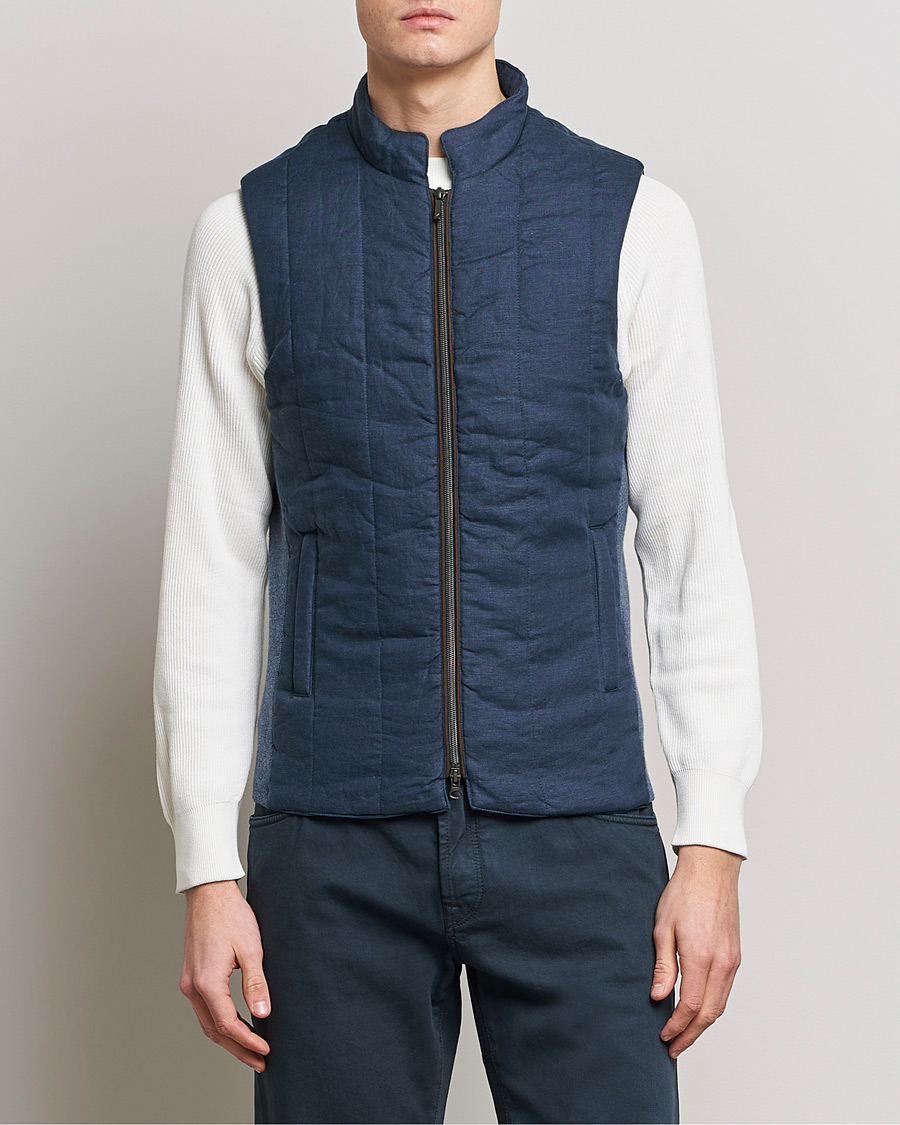 Herr | Västar | Stenströms | Hybrid Linen/Merino Vest Blue