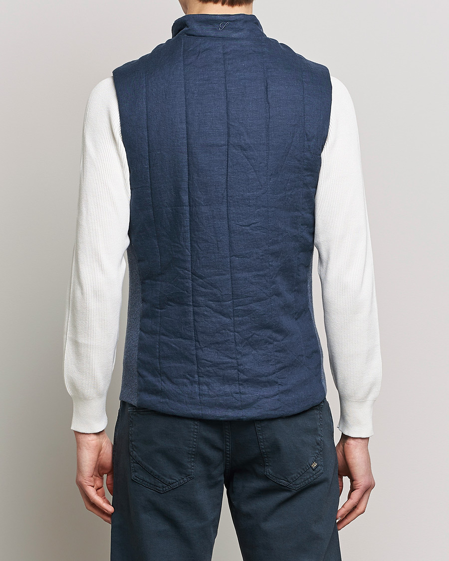 Herr | Västar | Stenströms | Hybrid Linen/Merino Vest Blue