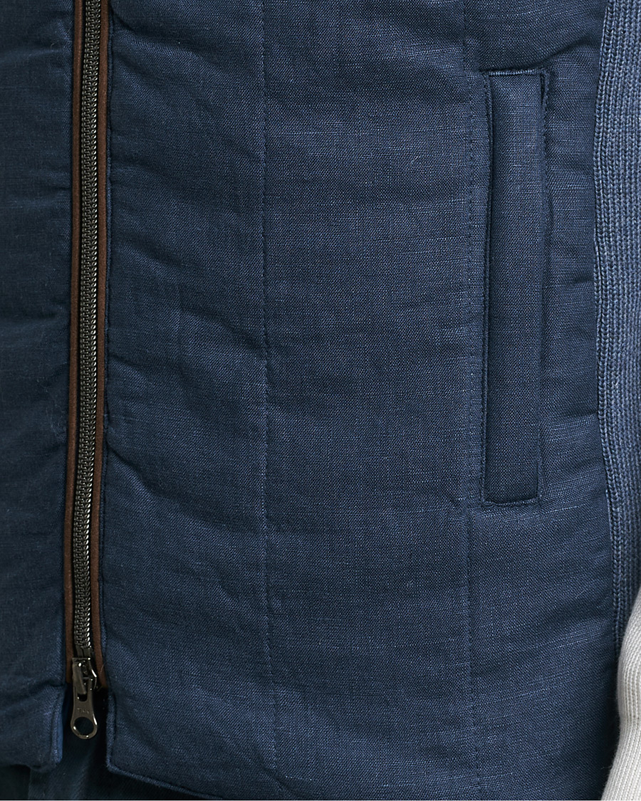 Herr | Västar | Stenströms | Hybrid Linen/Merino Vest Blue
