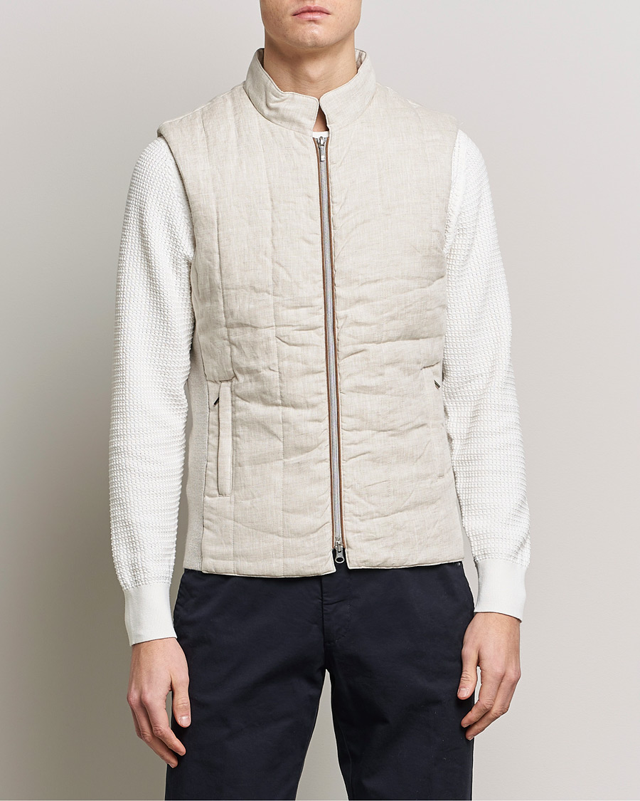 Herr | Västar | Stenströms | Hybrid Linen/Merino Vest Beige