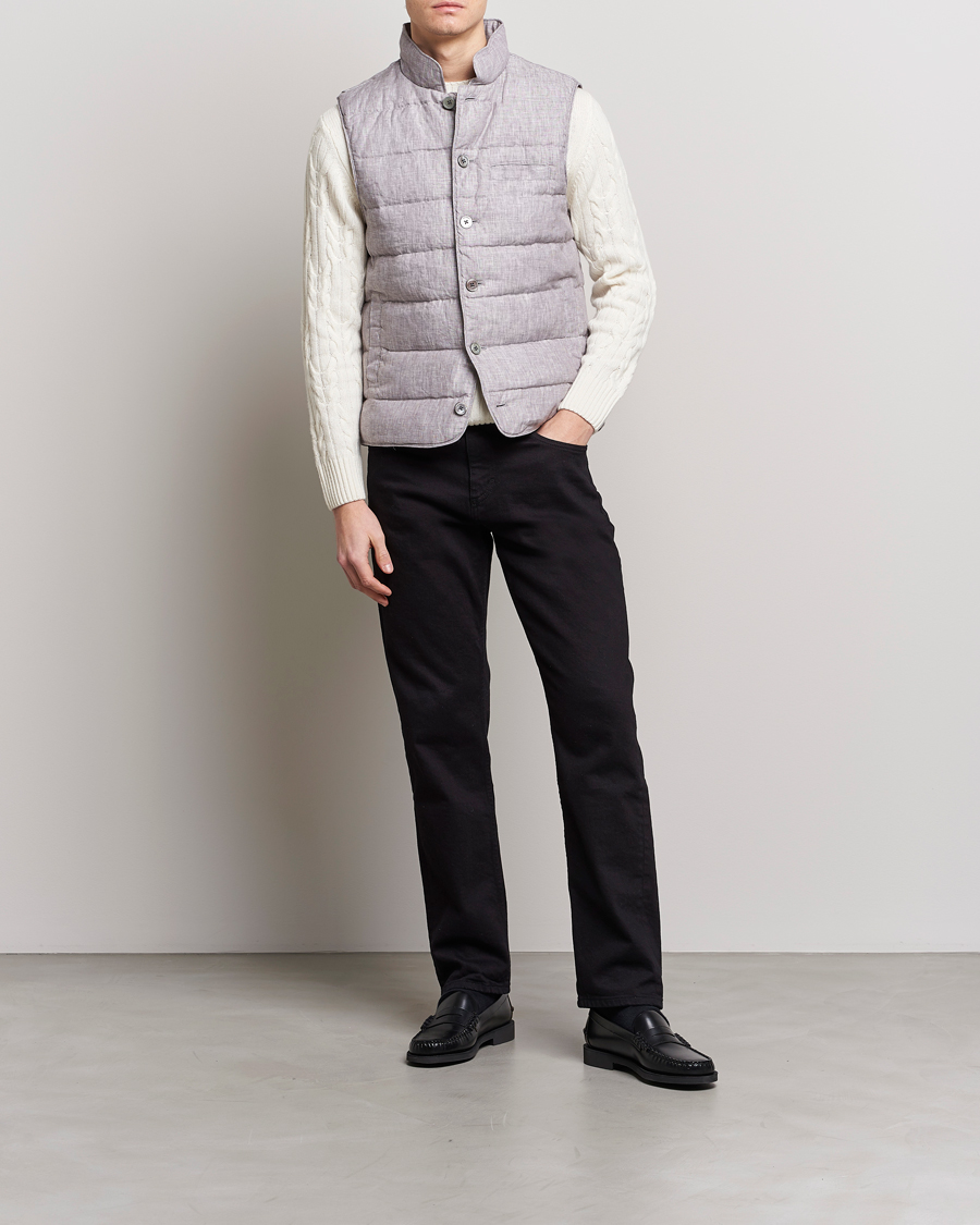 Herr | Västar | Stenströms | Padded Linen Vest Grey
