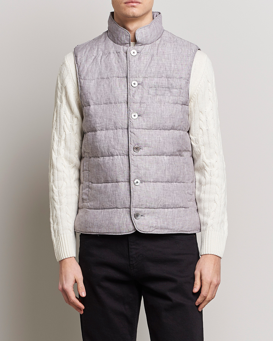 Herr | Västar | Stenströms | Padded Linen Vest Grey