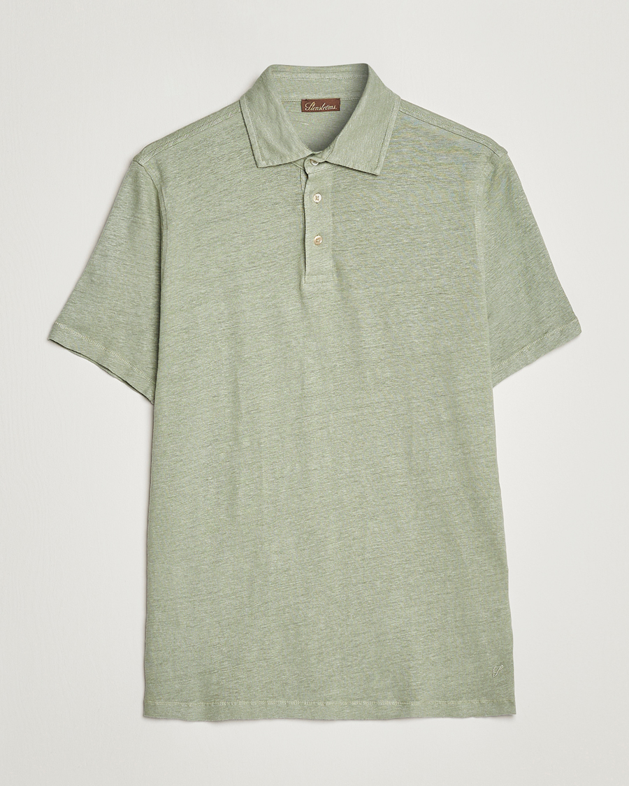 Herr | Pikéer | Stenströms | Linen Polo Shirt Pistachio