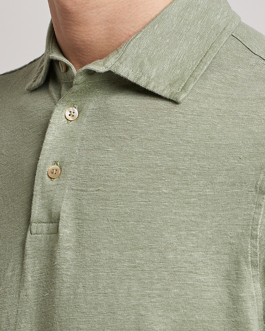 Herr | Pikéer | Stenströms | Linen Polo Shirt Pistachio