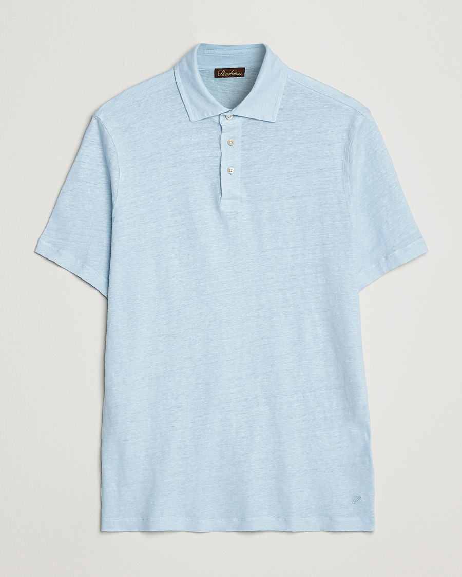 Herr | Pikéer | Stenströms | Linen Polo Shirt Light Blue