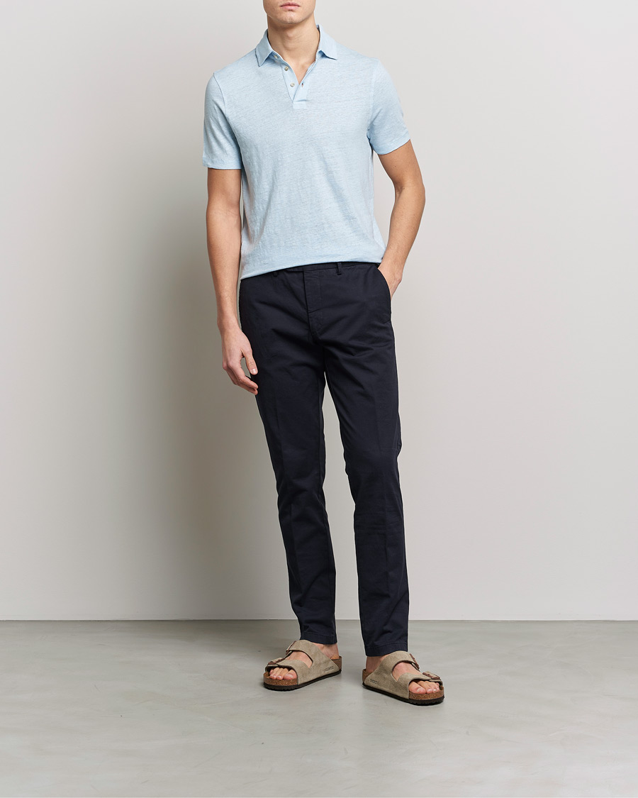 Herr | Pikéer | Stenströms | Linen Polo Shirt Light Blue
