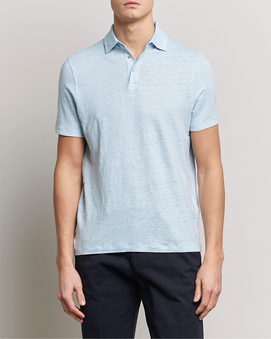 Herr | Pikéer | Stenströms | Linen Polo Shirt Light Blue