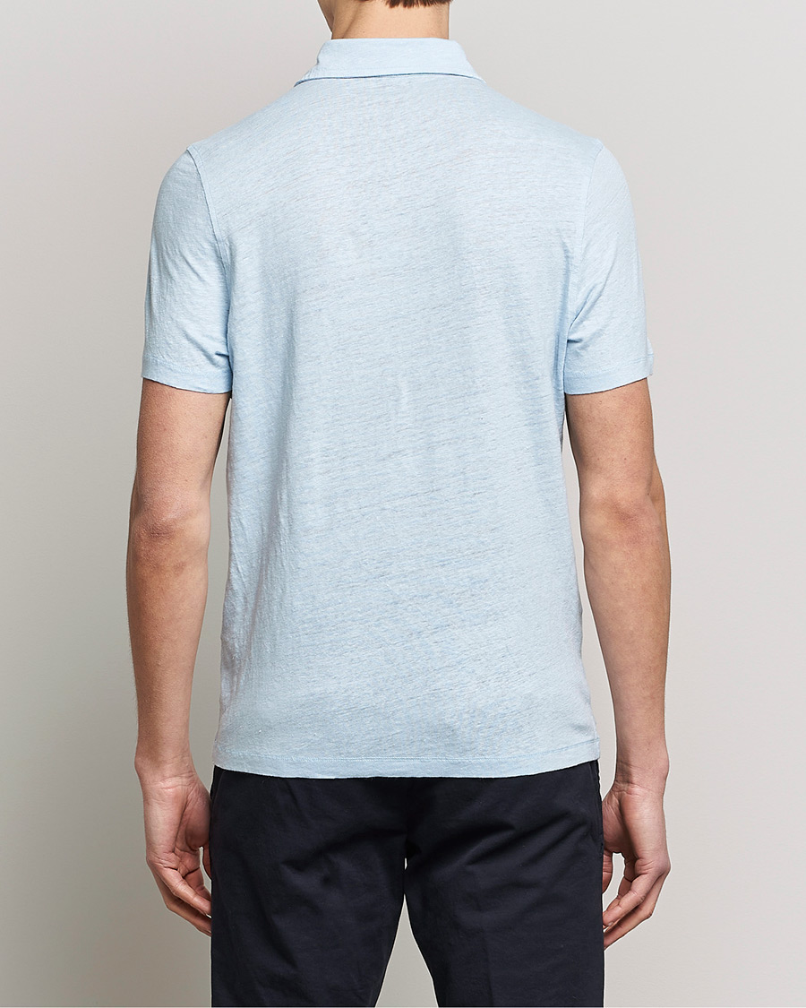 Herr | Pikéer | Stenströms | Linen Polo Shirt Light Blue
