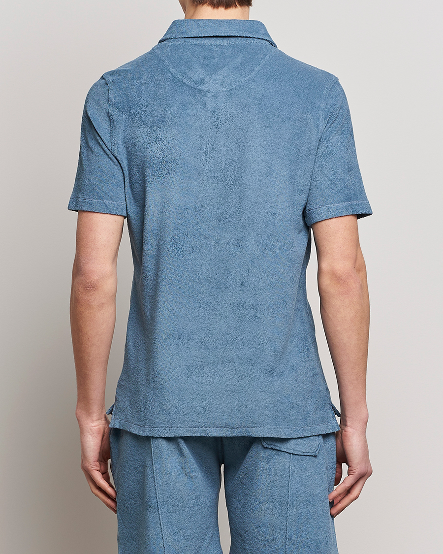 Herr | Pikéer | Stenströms | Terry Cotton Poloshirt Petrol Blue