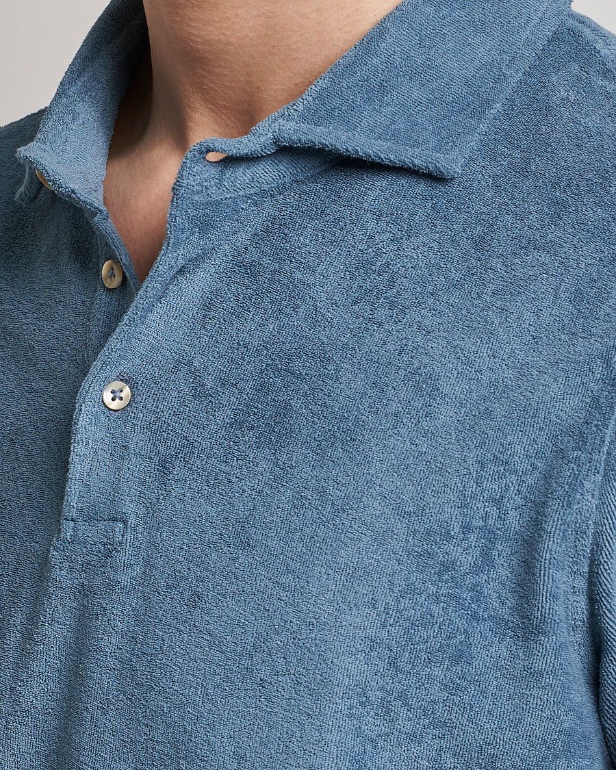 Herr | Pikéer | Stenströms | Terry Cotton Poloshirt Petrol Blue