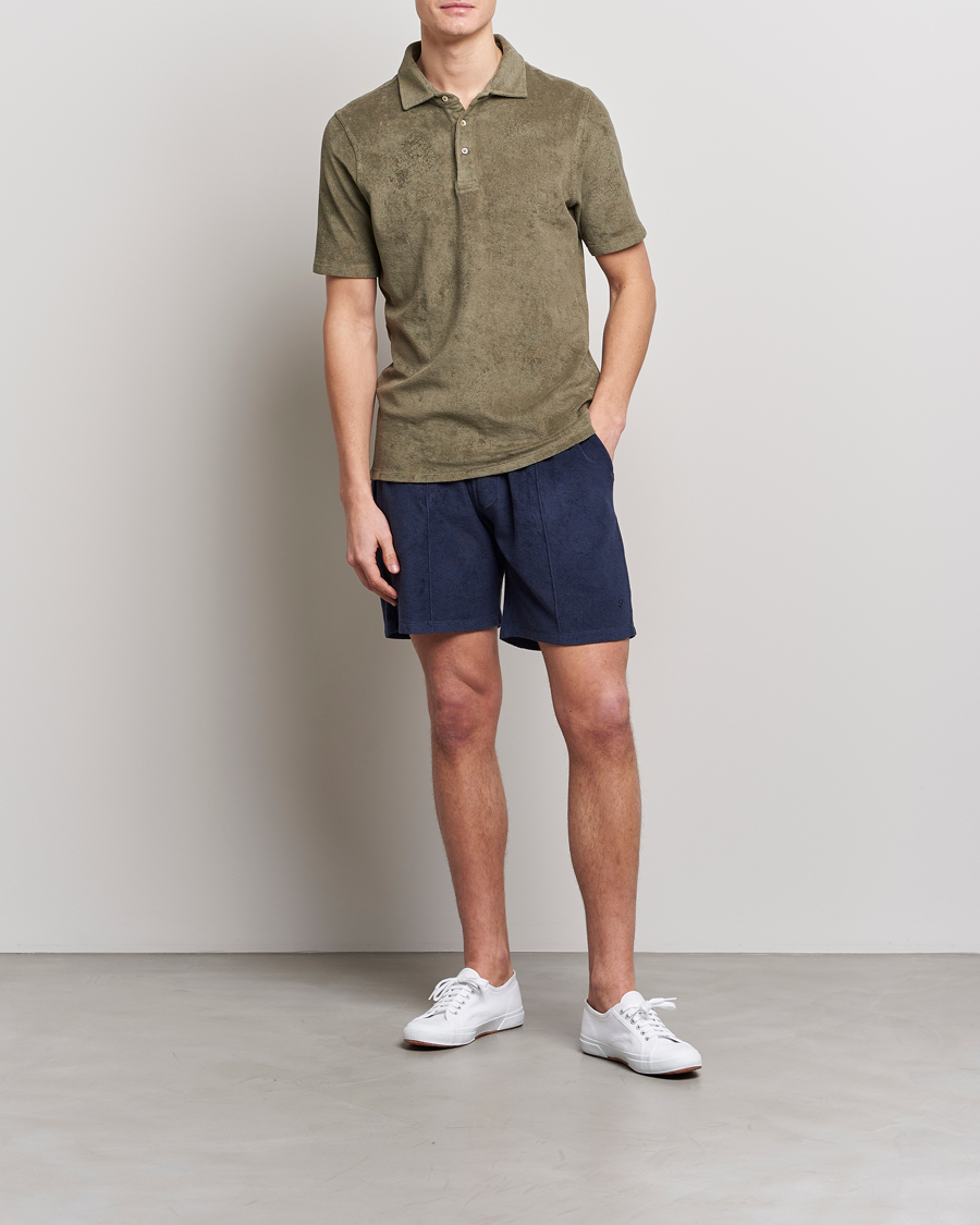 Herr | Pikéer | Stenströms | Terry Cotton Poloshirt Olive