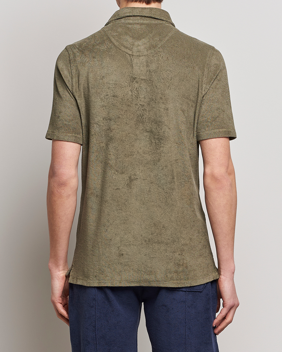 Herr | Pikéer | Stenströms | Terry Cotton Poloshirt Olive