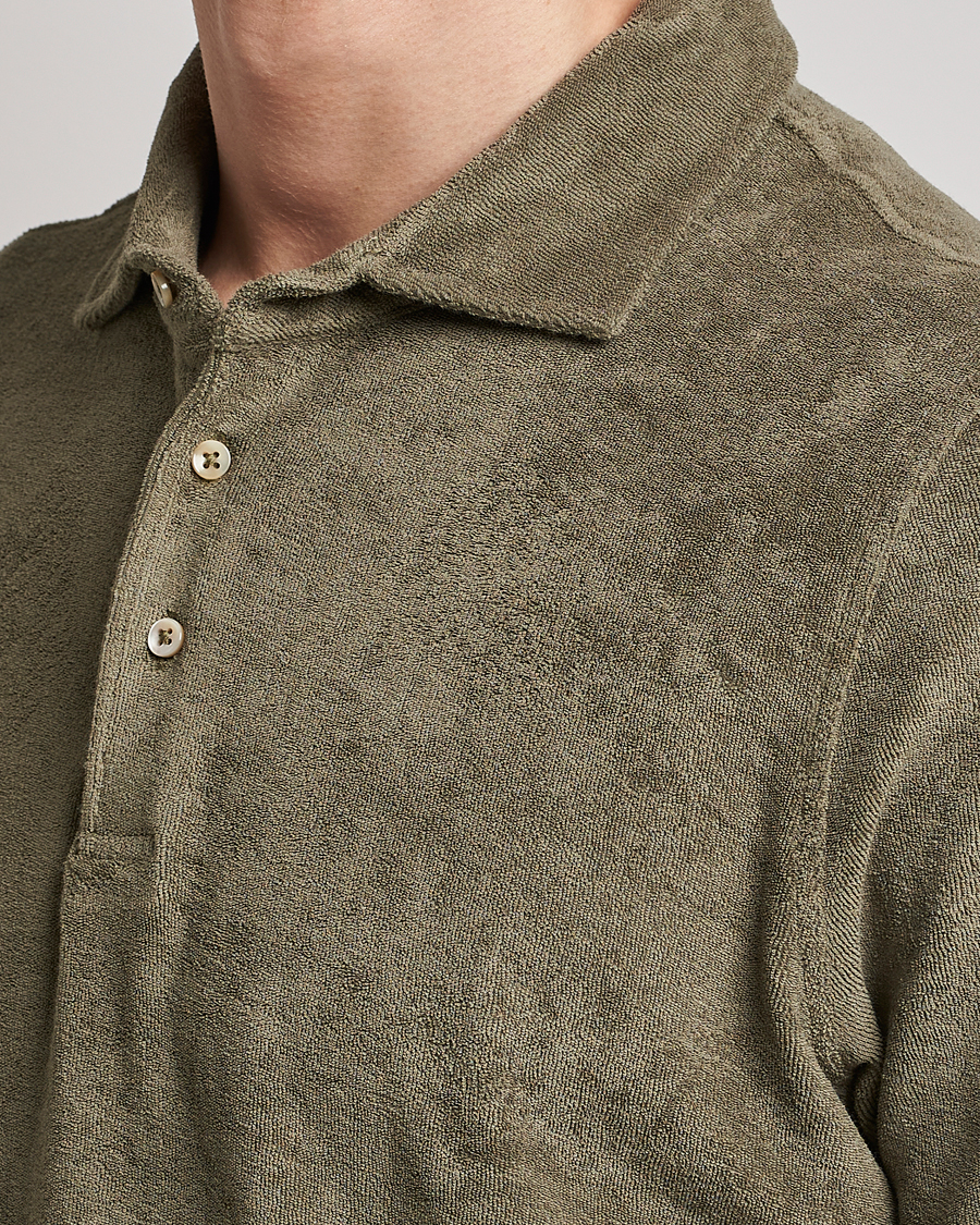 Herr | Pikéer | Stenströms | Terry Cotton Poloshirt Olive