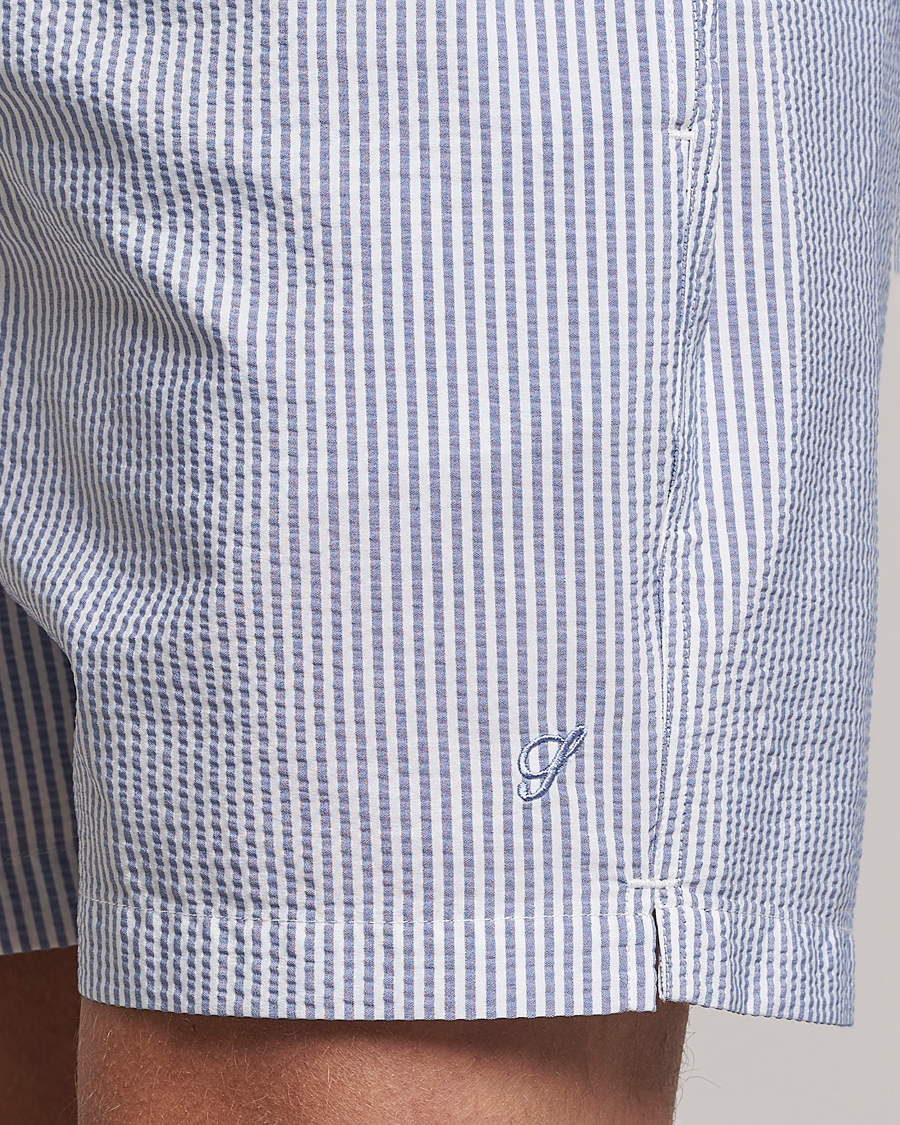 Herr | Badbyxor | Stenströms | Seersucker Striped Swim Shorts Blue