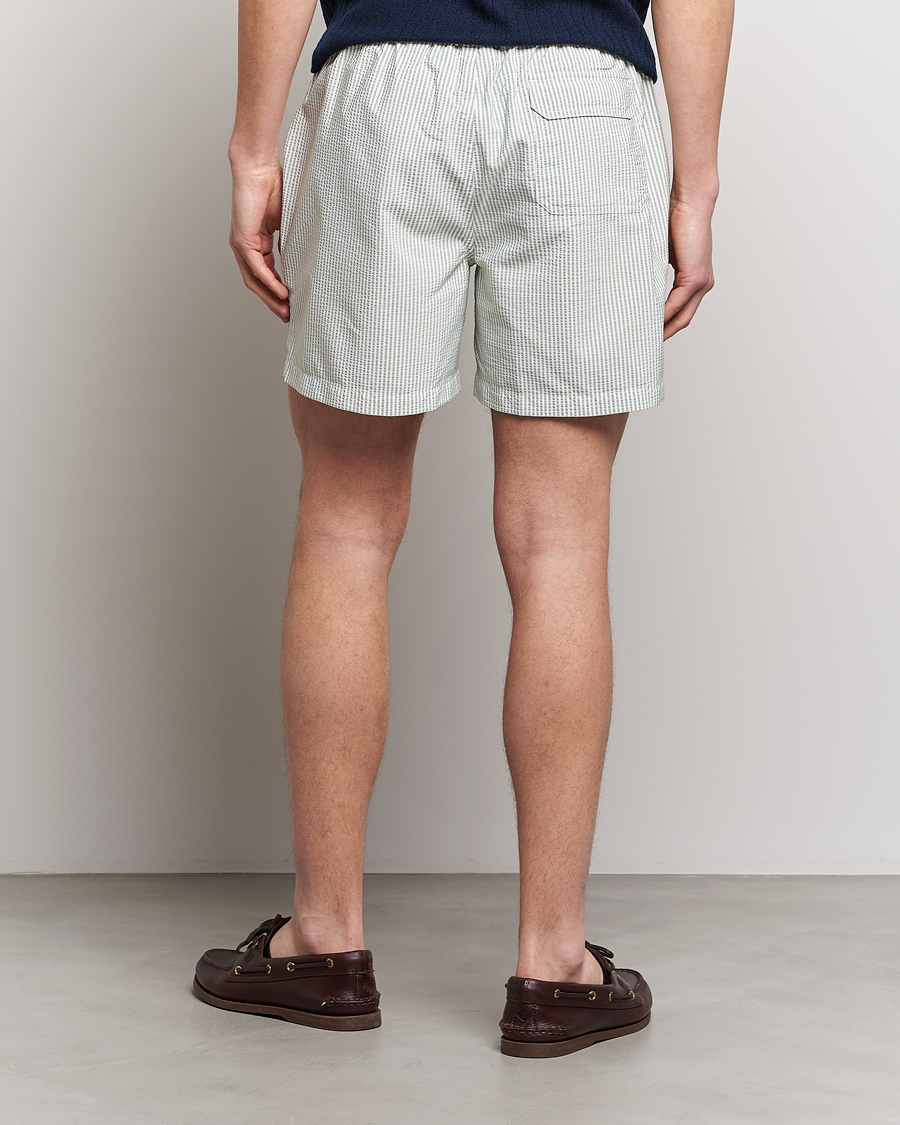 Herr | Badbyxor | Stenströms | Seersucker Striped Swim Shorts Green